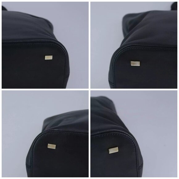 CELINE Hand Bag Leather 2way Black Gold Auth - Picture 14 of 15